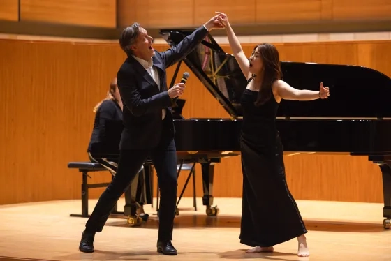 Jake Heggie and student Shuke Liu.