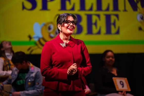 Student Syona Ayyankeril as host Rona Peretti. 