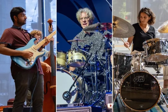 From left: Amithav Gautam, Stewart Copeland, and Tania Cosma.