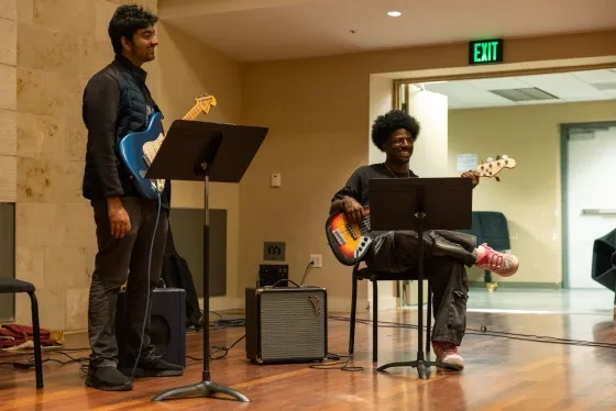 Amithav Gautham and Kole Dixon of SFCM's Roots, Jazz, and American Music Department.