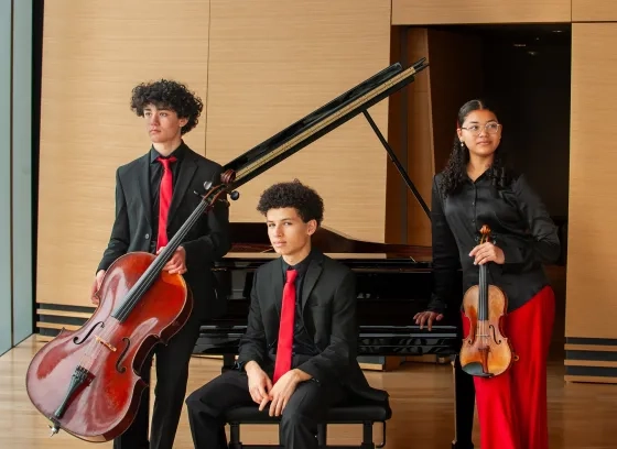 The Onde Trio. From left: Elan Dorman Mackenzie, Kamil-Iny Woods, and Sydney Li-Jenkins.