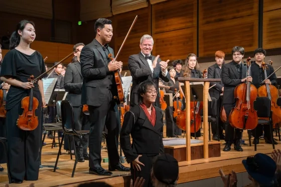 Brayden Meng with the SFCM Orchestra.