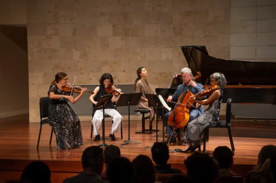 Cordula Merks' Tomodachi Quartet with Audrey Vardanega (piano).