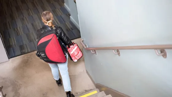 SFCM student in staircase