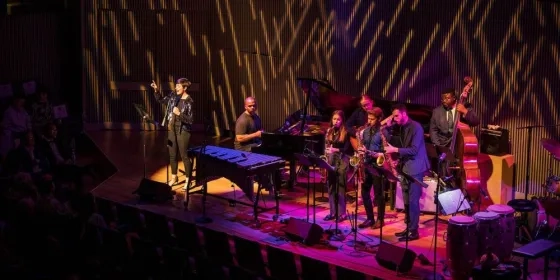 A photo of SFCM students performing with SFJAZZ