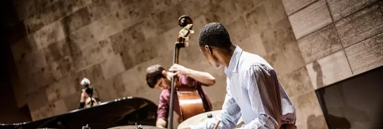 A photo of a jazz student performing