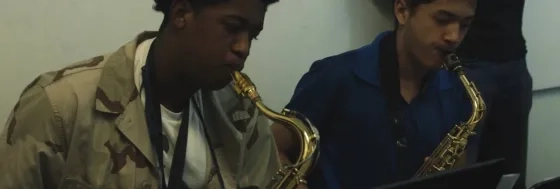 saxophone player up close