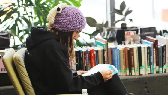 Girl sitting at library