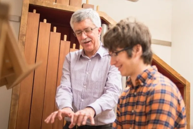 an organ lesson in the organ room