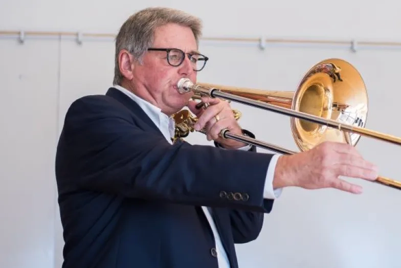 John Engelkes playing trombone
