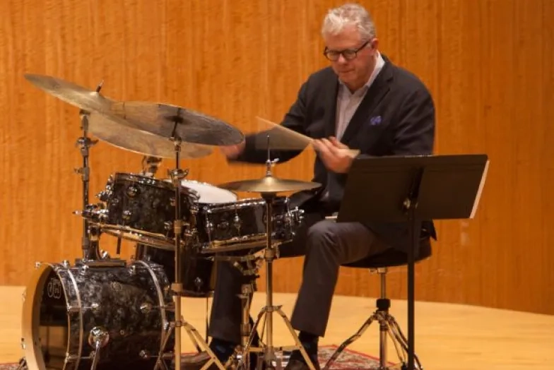 Matt Wilson sitting at drum set