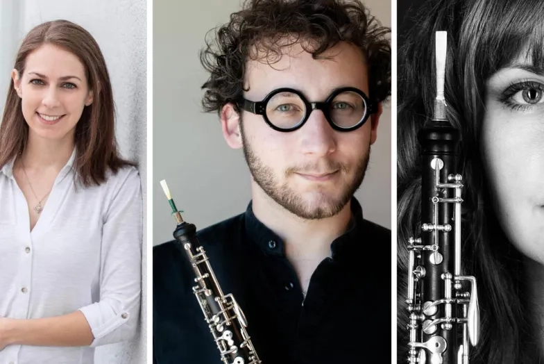 three headshots of oboe students
