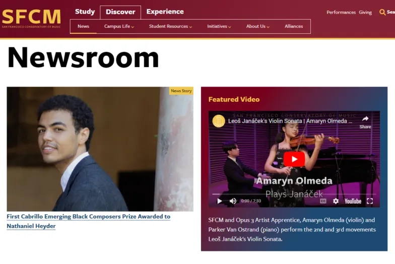 An example of the layout of the new SFCM.edu