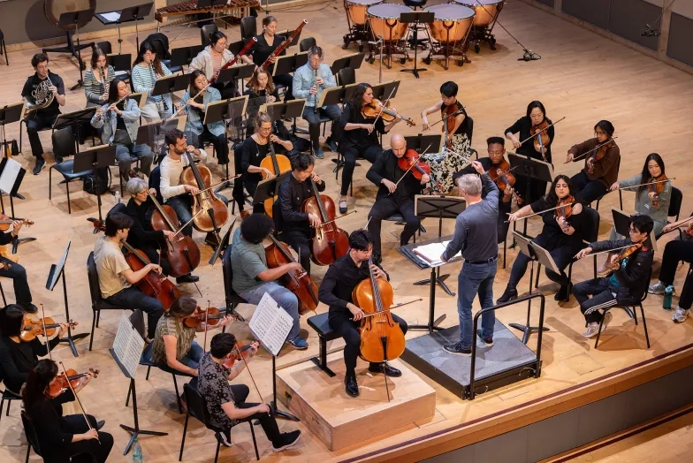 SFCM Orchestra and SF Ballet Orchestra rehearsing.