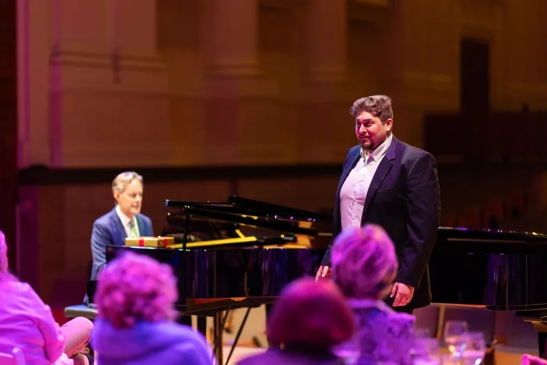 SFCM student Vicente Alvarez performs with Jake Heggie on piano.