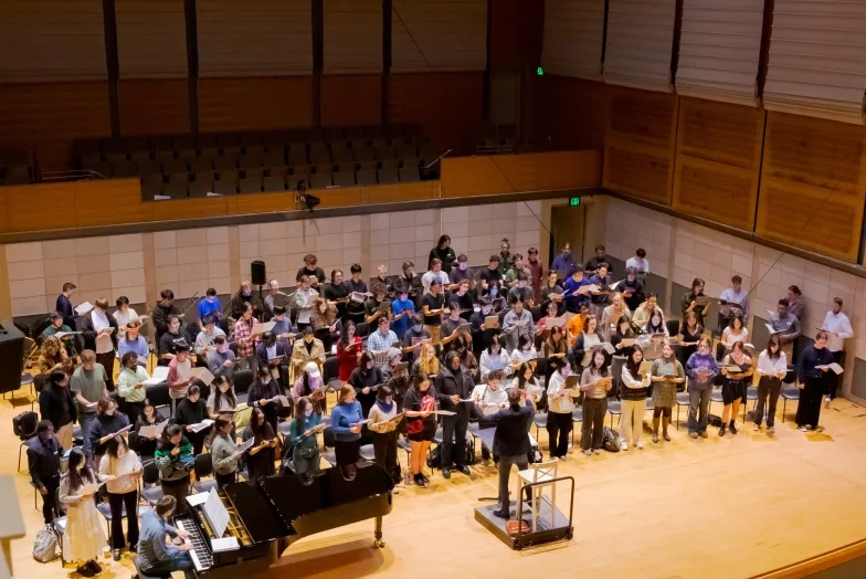 Chanticleer rehearses with the SFCM Chorus.