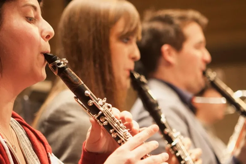 Clarinetists play in an ensemble
