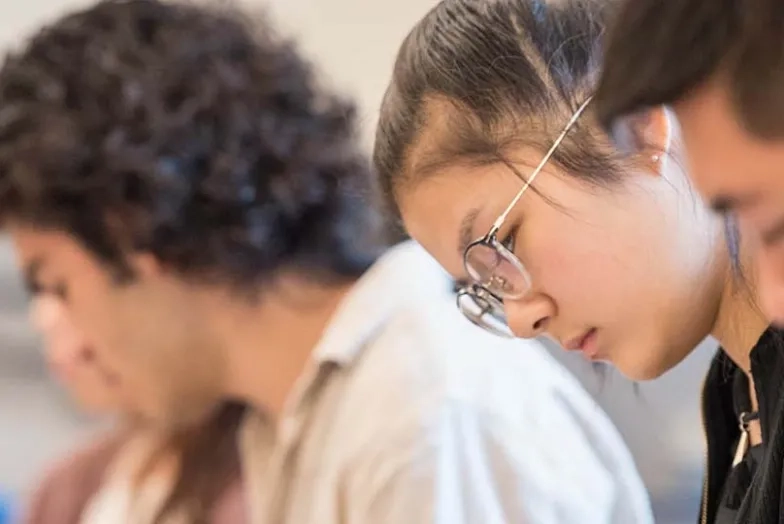 A photo of a student in class at the San Francisco Conservatory of Music