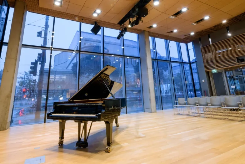 Piano in Cha Chi Ming Recital Hall at The Bowes Center.