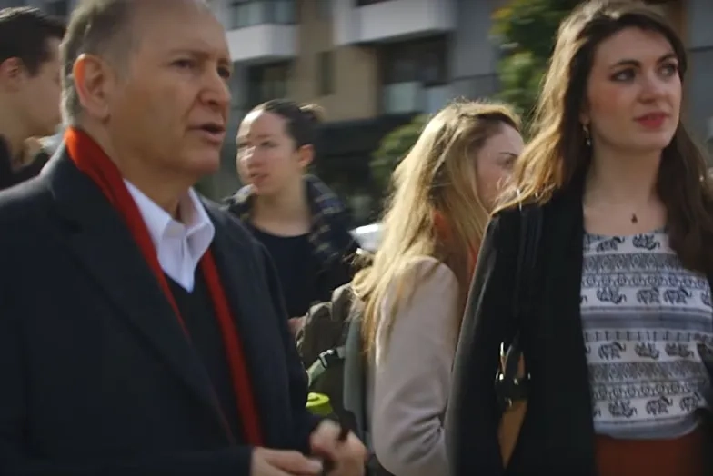 students walking outside