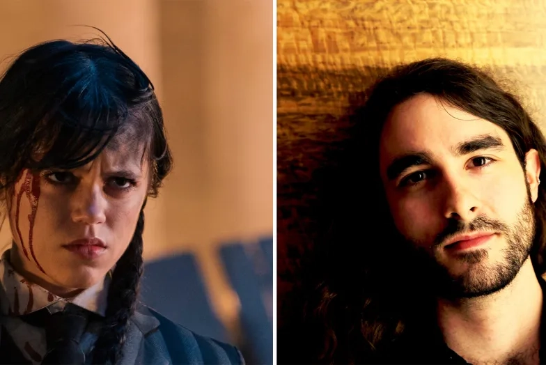 Jenna Ortega in &quot;Wednesday&quot; and Costas Dafnis.