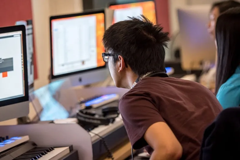 students at a computer