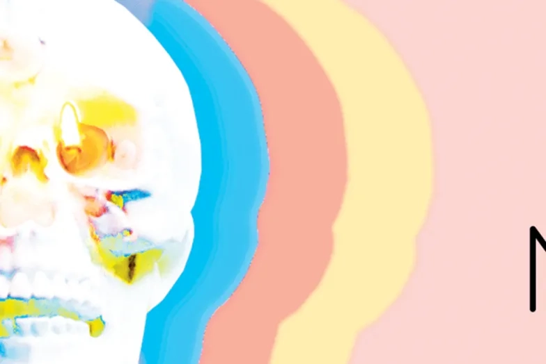 MIND II feature photo skull in negative with artistic pastel reverberations