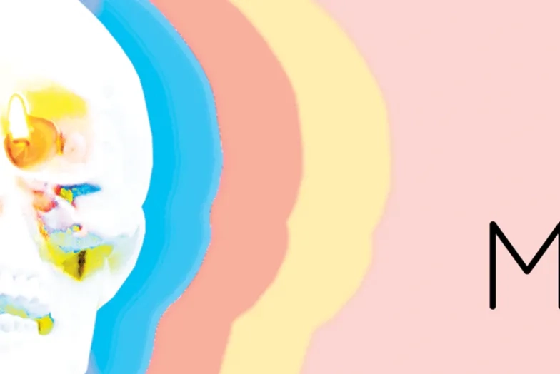 MIND feature photo skull negative with artistic pastel reverberating