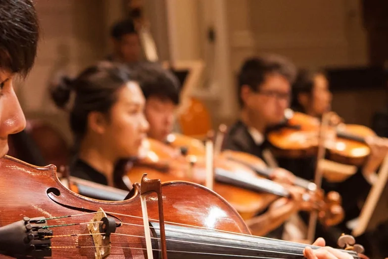 A photo of a violinist performing