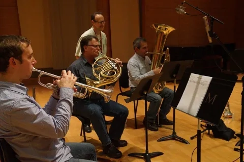 Recording session for Kevin Becker's ('19) piece that won 2017 KDFC Sound Logo Competition