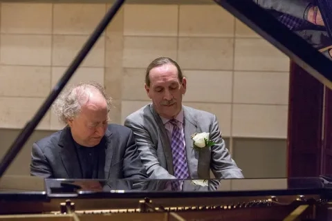 two pianists play a four hand piece at Fanfare 2018