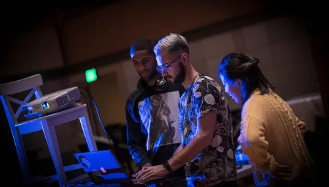 TAC students getting teachnology ready for performing